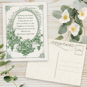 Vintage-Irische Segnung mit floralem Rahmen Postkarte