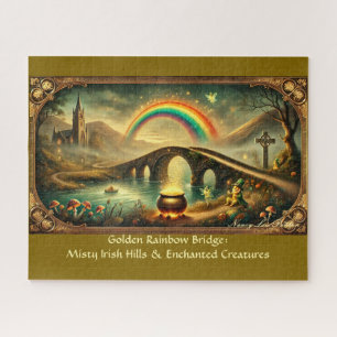 Vintage irische Szene, Leprechaun-Rainbow-Bridge Puzzle