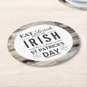 Vintage-Irisches Holz St. Patrick's Day Runder Pappuntersetzer