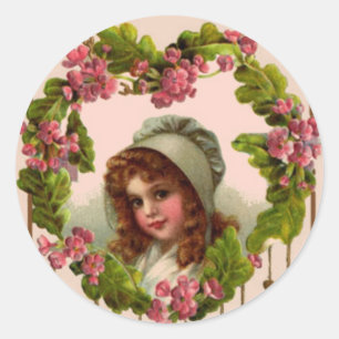 Vintage-Irisches-Mädchen-Aufkleber Runder Aufkleber