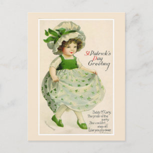 Vintage Irisches Mädchen St. Patrick's Day Feiertagspostkarte