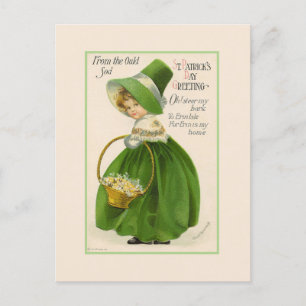 Vintage Irisches Mädchen St. Patrick's Day Feiertagspostkarte