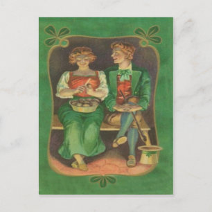 Vintage Irisches Paar Kartoffel St. Patrick's Day  Postkarte