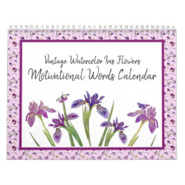 Vintage Irisfarben Blume Motivierend Wörter Kalender