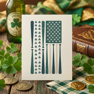 Vintage Irish American Shamrock Flag Art Feiertagskarte
