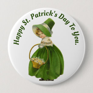 Vintage Irish Girl Round Button