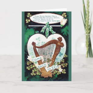 Vintage Irish Harp St. Patrick's Day Card Karte