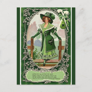 Vintage Irish Maid Coming Through the Style Postkarte
