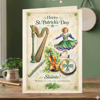Vintage Irish Music & Dance St. Patrick's Day Card Karte