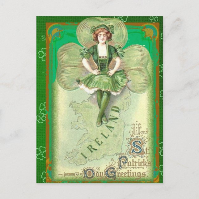Vintage Irish St Patricks Day Greetings Postkarte (Vorderseite)