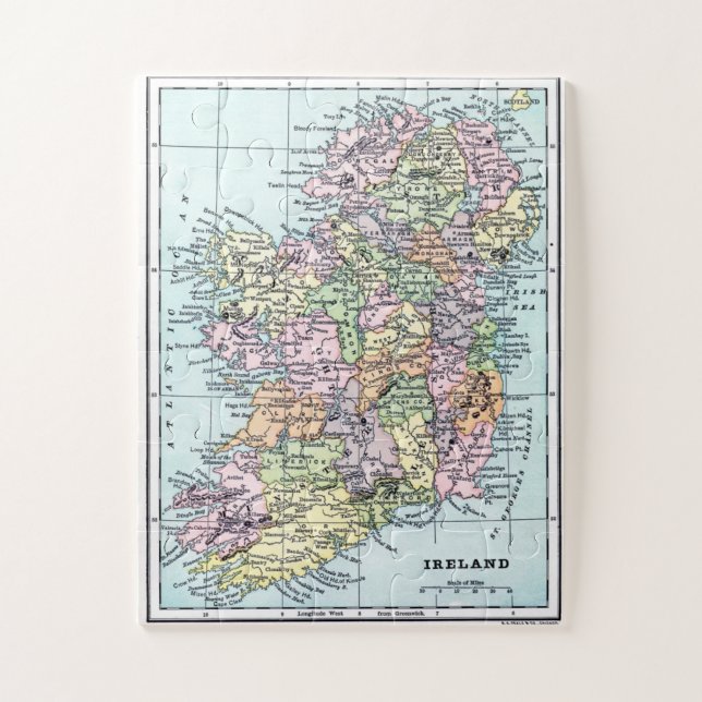 Vintage Irland-Karte Puzzle (Vertikal)