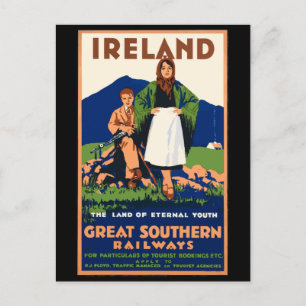 Vintage-Irland-Reiseplakat, Postkarte