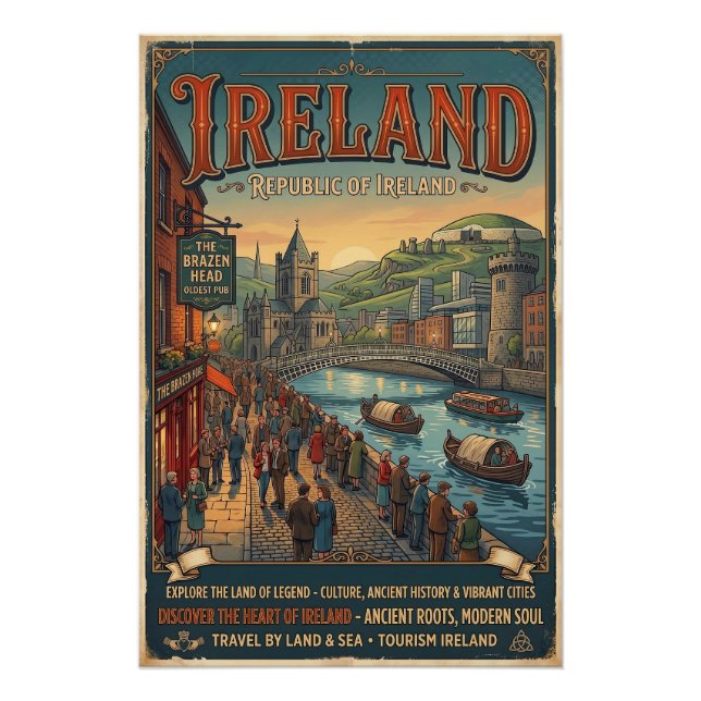 Vintage-Irland-Reiseposter Poster (Vorderseite)