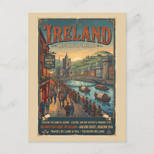 Vintage-Irland-Reiseposter Postkarte