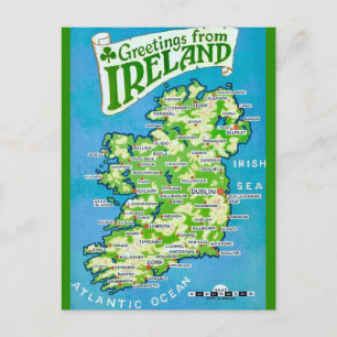 Vintage Irlandkarte Postkarte