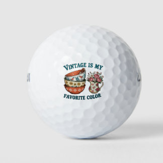 Vintage Is My Favorit Color Floral Retro Lover Golfball