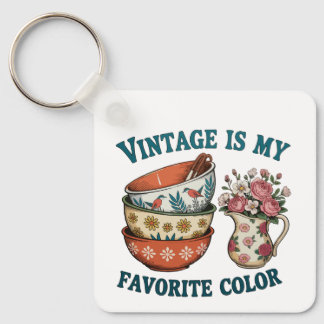 Vintage Is My Favorit Color Floral Retro Lover Schlüsselanhänger
