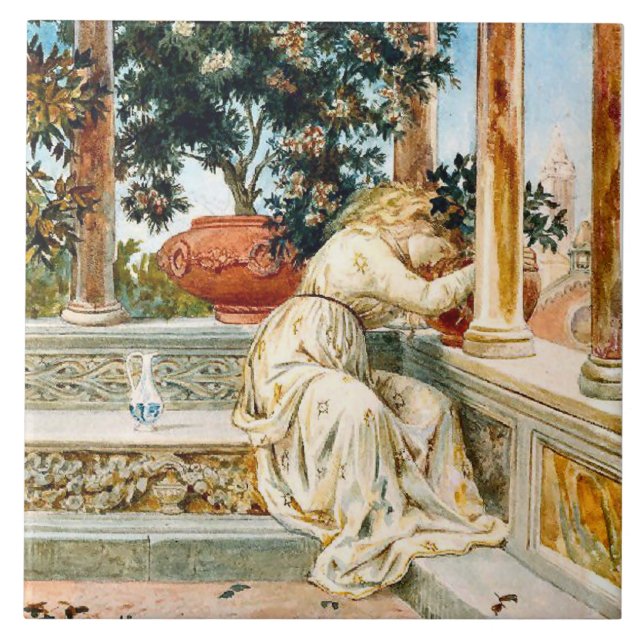 Vintage Isabella und Basilikum von Meacci Fliese (Vorderseite)