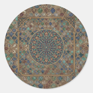 Vintage Islamisches Geometrisches Mandala und flor Runder Aufkleber
