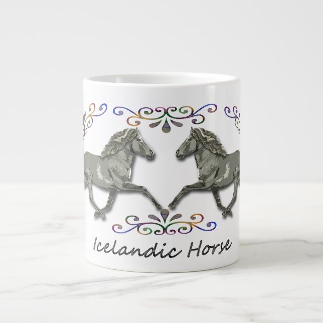 Vintage isländische Pferde Jumbo-Tasse (Vorderseite)
