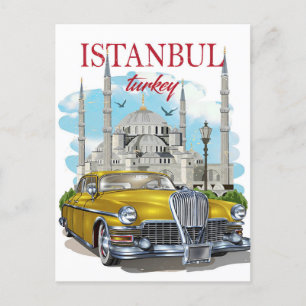 Vintage-Istanbul-Turm-Türkei-Reise-Aquarell Postkarte