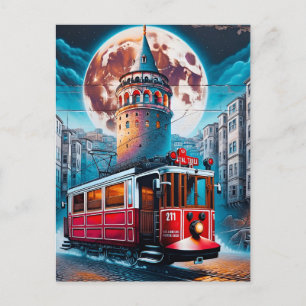 Vintage-Istanbul-Turm-Türkei-Reise-Aquarell Postkarte