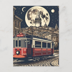 Vintage-Istanbul-Turm-Türkei-Reise-Wasserfarbe Postkarte