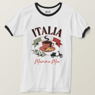 Vintage Italia Kaffee, Retro-Roller & Mamma Mia T-Shirt