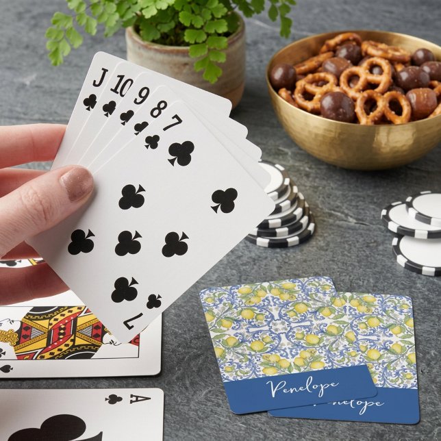 Vintage Italian Lemon Ceramic Pattern Spielkarten (Vintage Italian Lemon Ceramic Pattern Poker Cards)