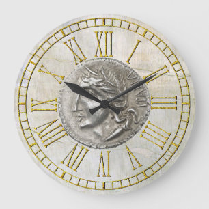 Vintage Italian Lira on Plaster Große Wanduhr