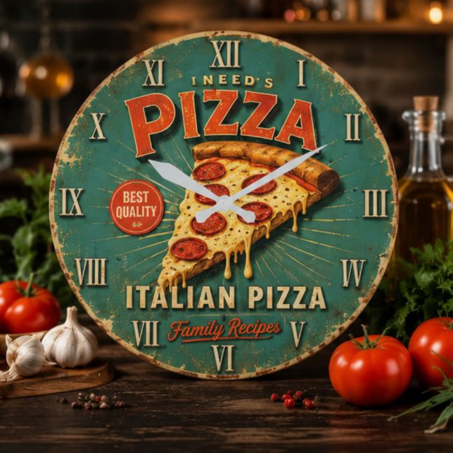 Vintage Italian Pizza Große Wanduhr (Von Creator hochgeladen)