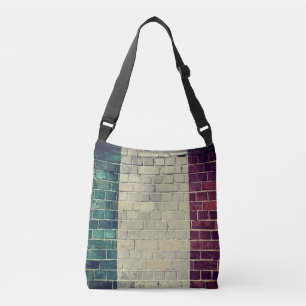 Vintage Italien-Flagge auf einer Ziegelsteinwand Tragetaschen Mit Langen Trägern