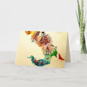Vintage Italien Karte Liebe Reisen Wasserfarbe