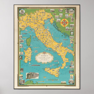 Vintage Italien Karte mit Vatikanstadt Poster