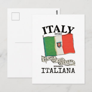 Vintage Italien Landesflagge Postkarte