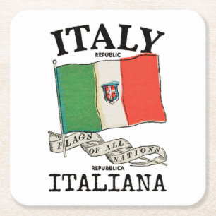 Vintage Italien Landesflagge Rechteckiger Pappuntersetzer