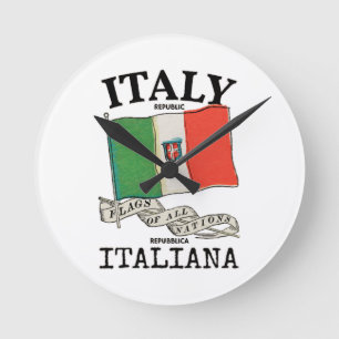 Vintage Italien Landesflagge Runde Wanduhr