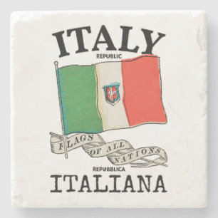 Vintage Italien Landesflagge Steinuntersetzer