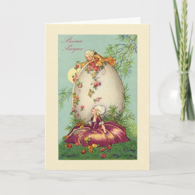 Vintage Italiener Buona Pasqua Ostern Karte (Vorderseite)