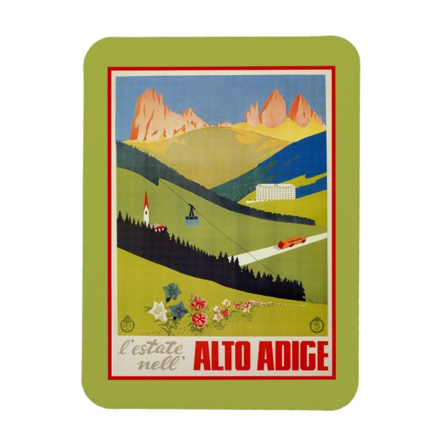 Vintage italienische Alpen (Südtirol) Magnet (Vertikal)