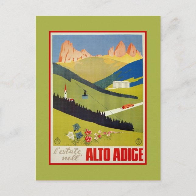 Vintage italienische Alpen (Südtirol) Postkarte (Vorderseite)