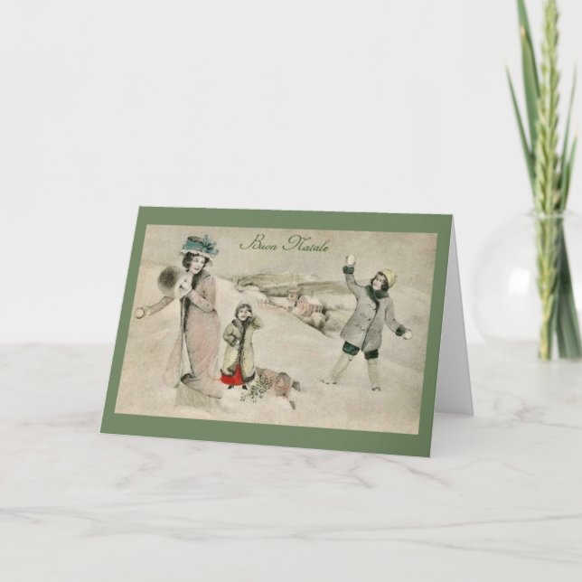 Vintage italienische Buon Natale Weihnachtskarte Feiertagskarte (Vorderseite)