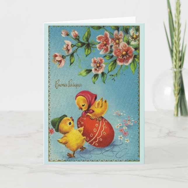 Vintage italienische Buona Pasqua Osterkarte Feiertagskarte (Vorderseite)