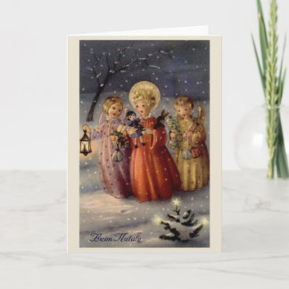 Vintage italienische Engels-Weihnachtsgruß-Karte Feiertagskarte