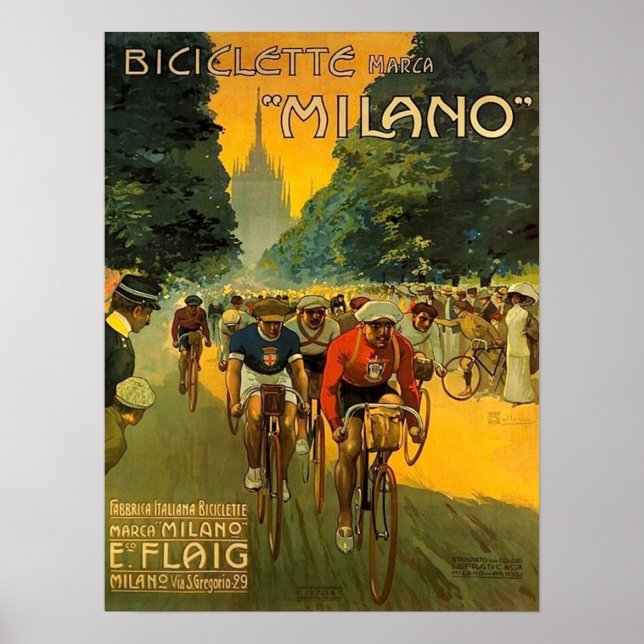 Vintage italienische Fahrradwerbung Poster (Vorne)