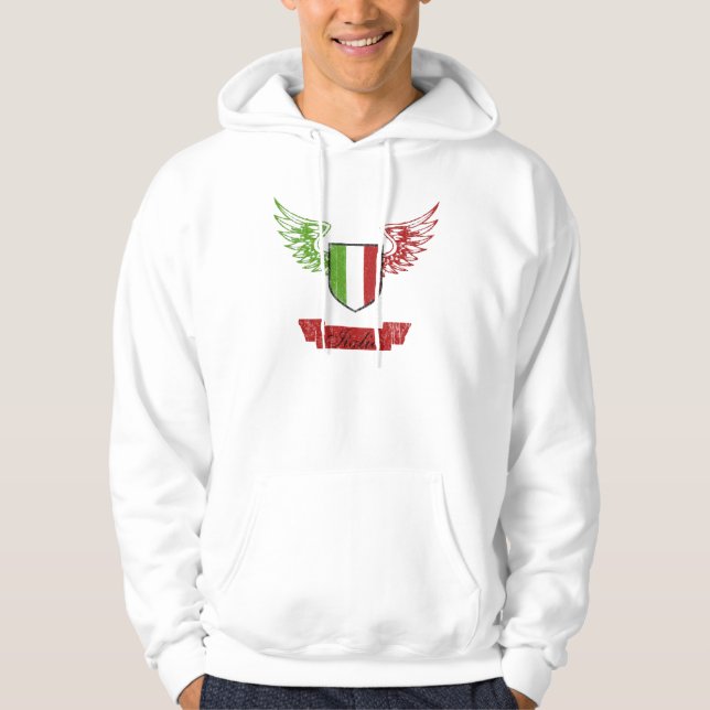 Vintage italienische Flagge Wings mit Kapuze Hoodie (Vorderseite)