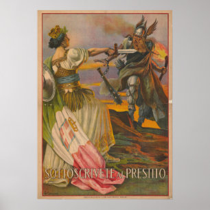 Vintage italienische Illustration einer Frau Poste Poster