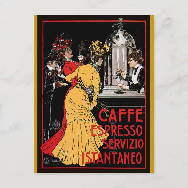 Vintage italienische Kaffeespresso-Werbung Postkarte (Vorderseite)