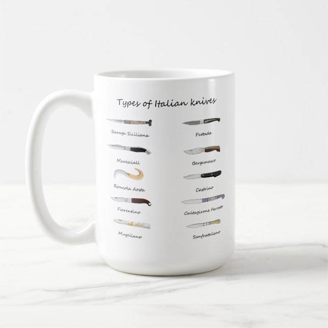 Vintage italienische Messer Illustration Tasse (Links)