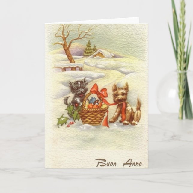 Vintage italienische Neujahrskarte Feiertagskarte (Vorderseite)